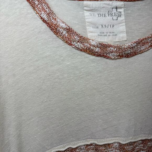 WE THE FREE Shirt Cream Orange Long Sleeve Women’s Size XS - Picture 2 of 6